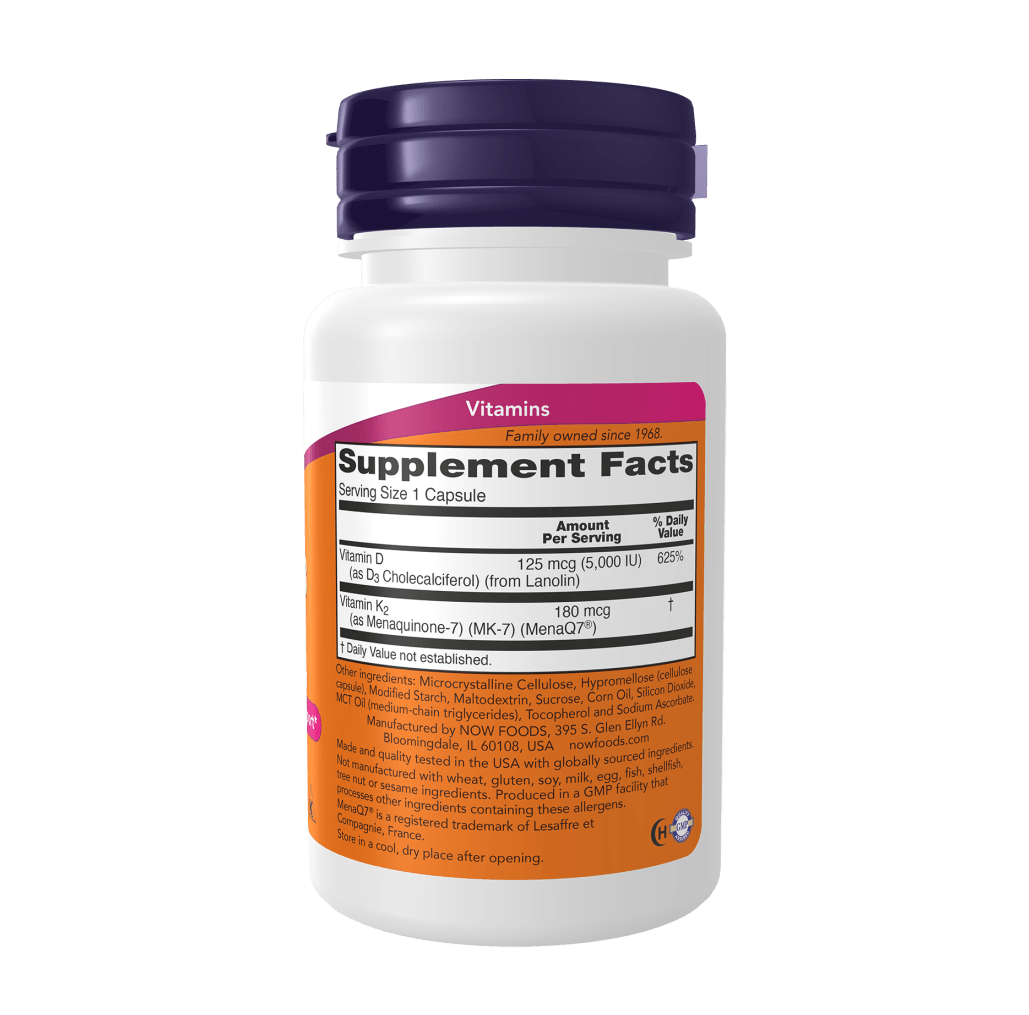 Now Mega D3 & MK -7 - 5000iu/180mcg