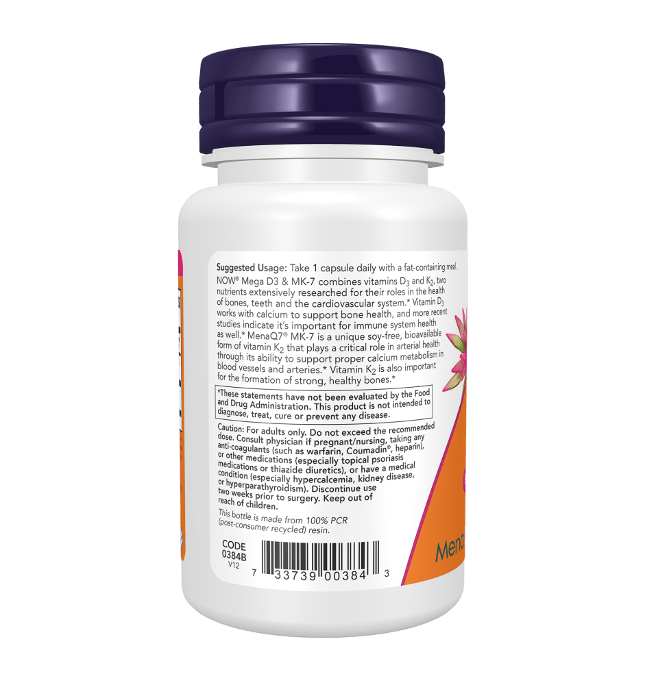Now Mega D3 & MK -7 - 5000iu/180mcg
