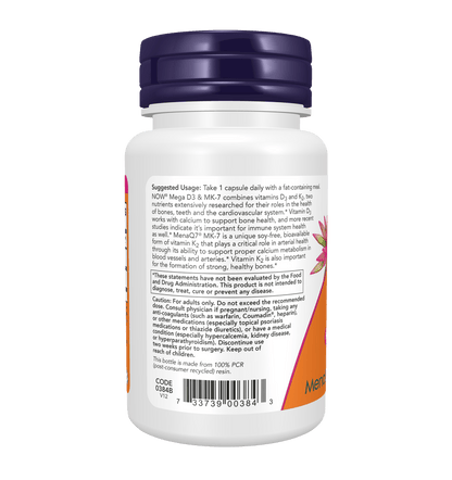 Now Mega D3 & MK -7 - 5000iu/180mcg