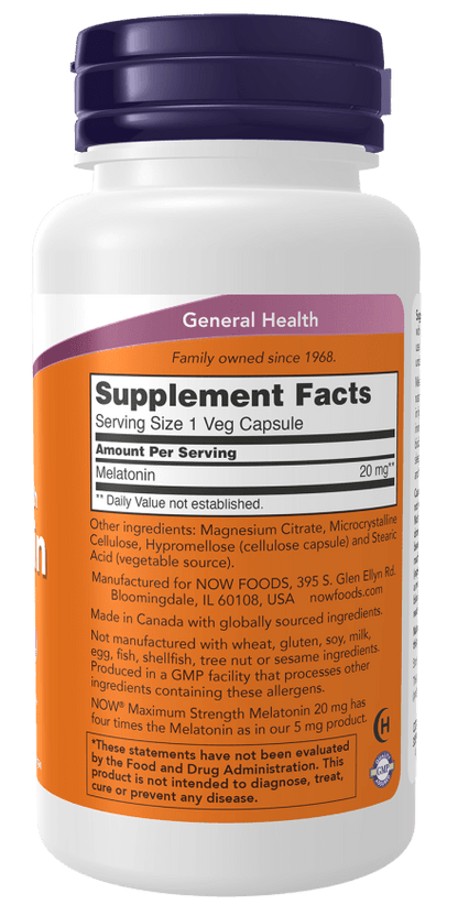 Now Melatonin 20 Mg 90 Capsules