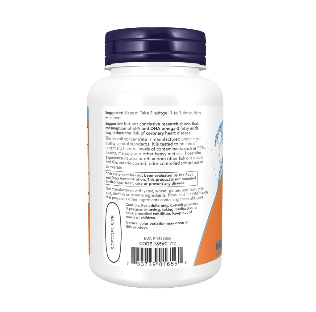 Now Omega-3, Molecularly Distilled & Enteric Coated Softgels