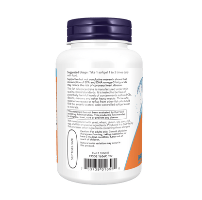Now Omega-3, Molecularly Distilled & Enteric Coated Softgels