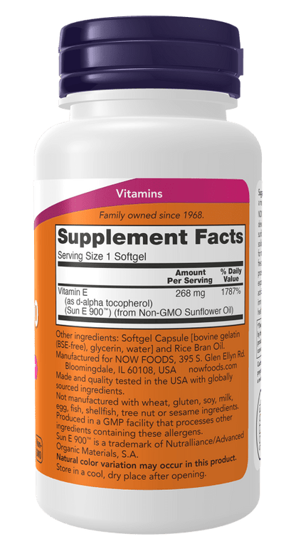 Now Sun-E 400 400IU Vitamin E -60 Softgels