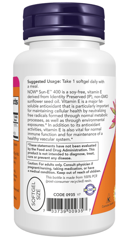 Now Sun-E 400 400IU Vitamin E -60 Softgels