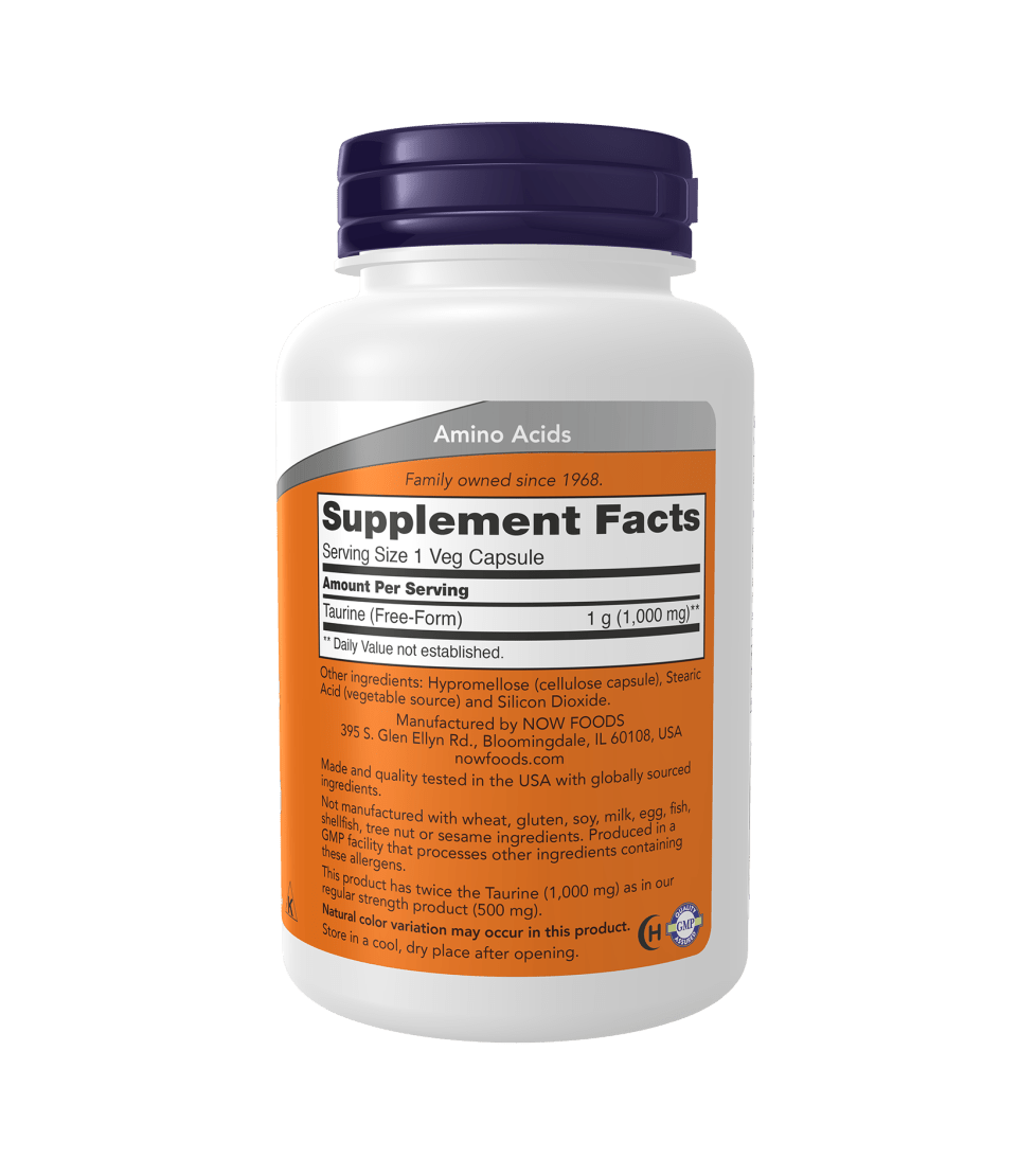 Now Taurine, Double Strength 1000 mg 100 Veg Capsules