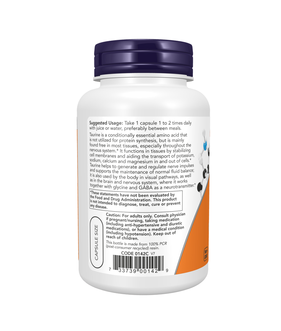 Now Taurine, Double Strength 1000 mg 100 Veg Capsules