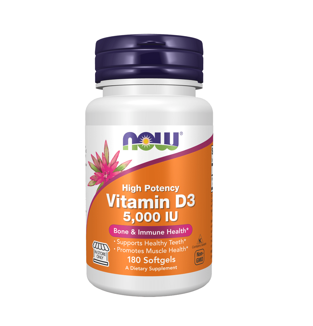 Now Vitamin D3 5000 IU (180 Softgels)
