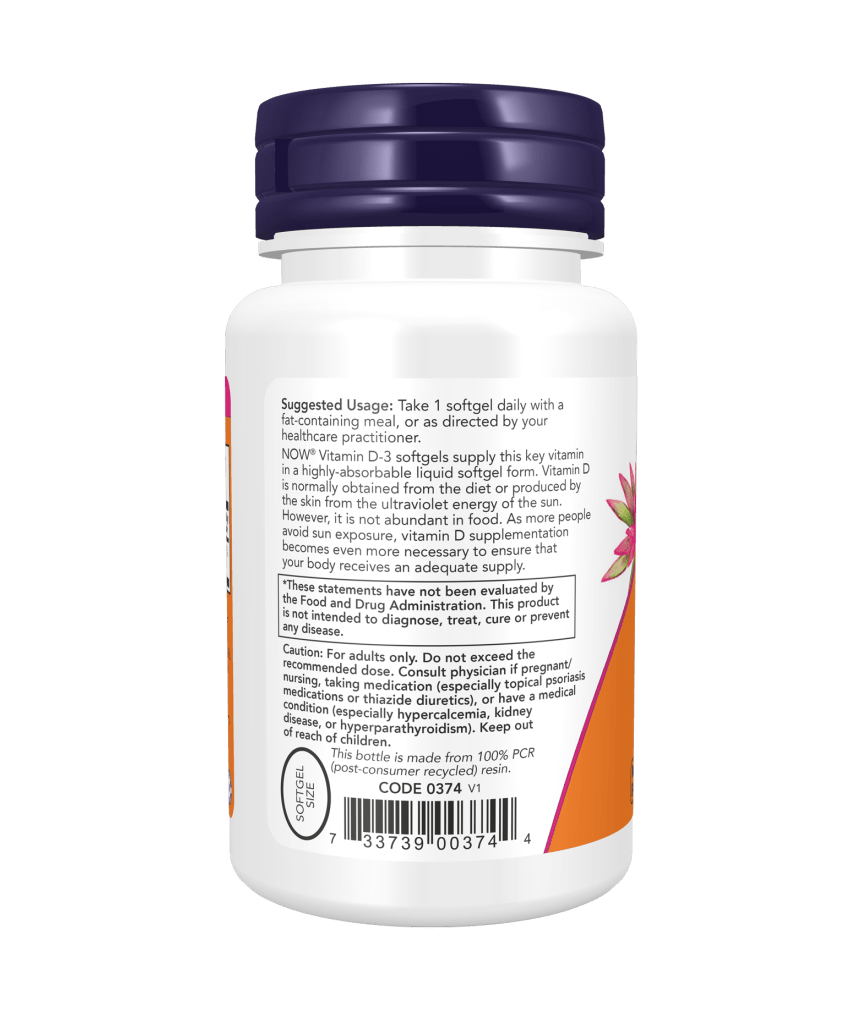 Now Vitamin D3 5000 IU (180 Softgels)