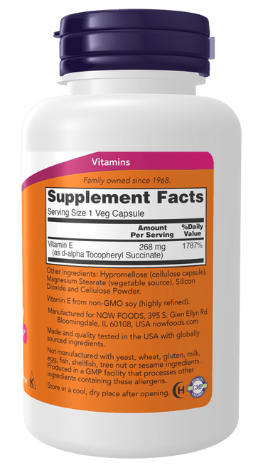 Now Vitamin E-400 Vegetarian Dry Veg Capsules (100 Caps)