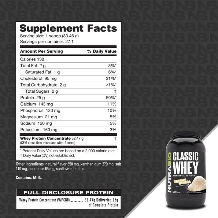 Nutrabio Classic Whey Protein Concentrate Powder