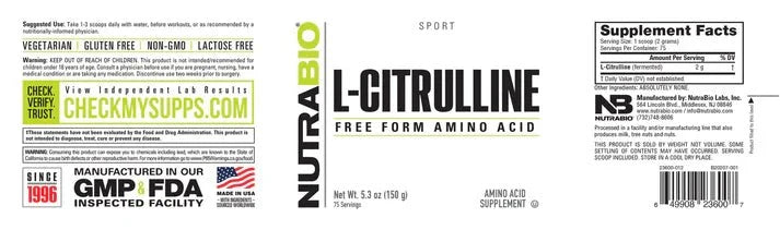 Nutrabio L-Citrulline 75 Servings