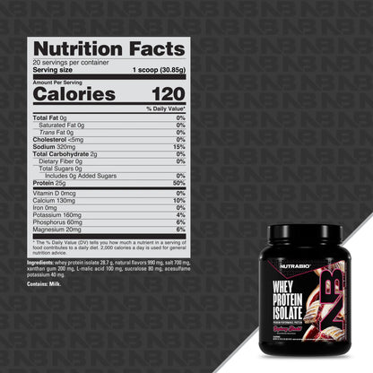 Nutrabio Whey Protein Isolate Powder 20 Servings
