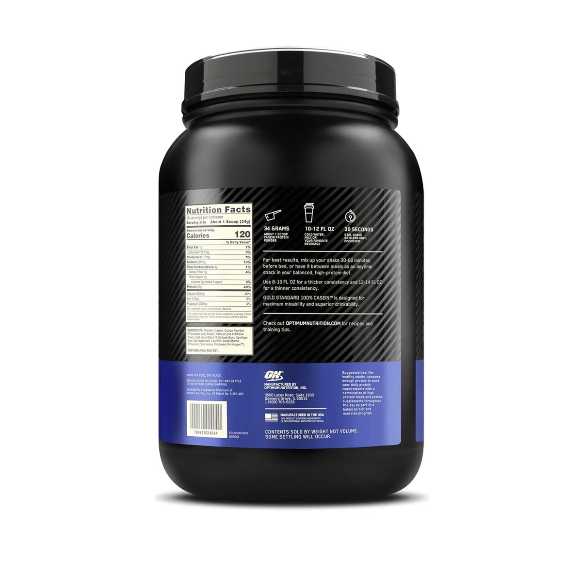 Optimum Nutrition Gold Standard 100% Casein – 2 lb