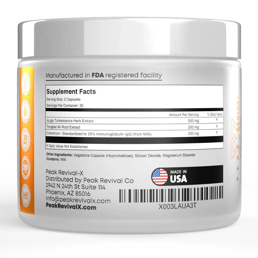 Peak Revival-X Turkesterone & Tongkat Ali + Colostrum – 60 Capsules