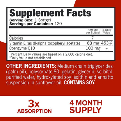 Qunol Ultra Coq 10 100 Mg -120 Softgels