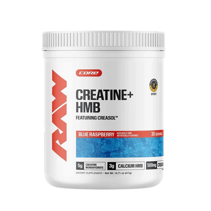 RAW Nutrition Creatine + HMB Powder | 5g Creatine Monohydrate + Recovery Support | 30 Servings