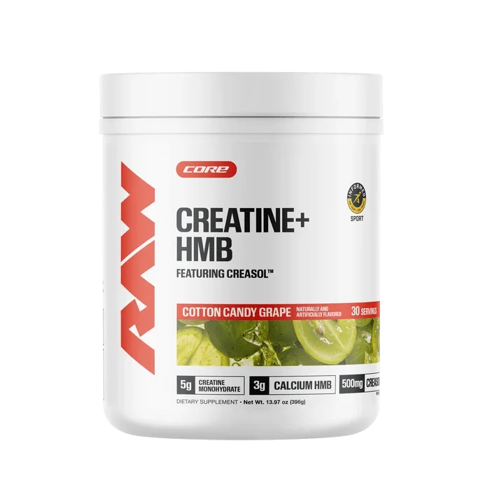 RAW Nutrition Creatine + HMB Powder | 5g Creatine Monohydrate + Recovery Support | 30 Servings