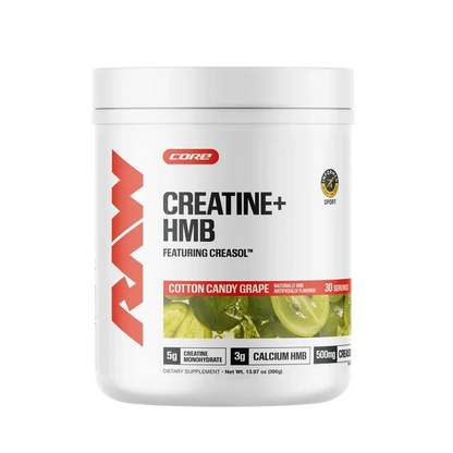 RAW Nutrition Creatine + HMB Powder | 5g Creatine Monohydrate + Recovery Support | 30 Servings