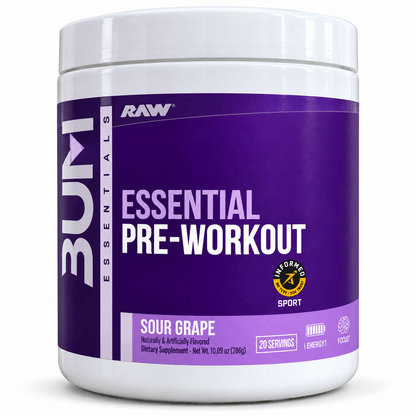 RAW Nutrition Essential Pre-Workout – 20 Servings | Sour Grape