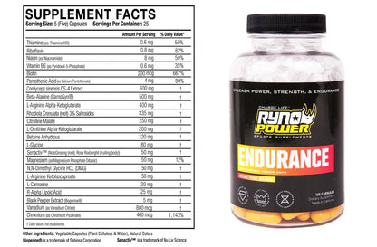 Ryno Power ENDURANCE Stim -Free Energy Supplement