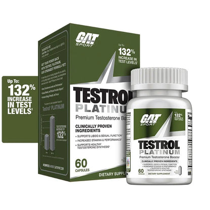 GAT Sport Testrol Platinum | Premium Testosterone Support Supplement with LJ100®, Vitamin D3 & Zinc | 60 Capsules