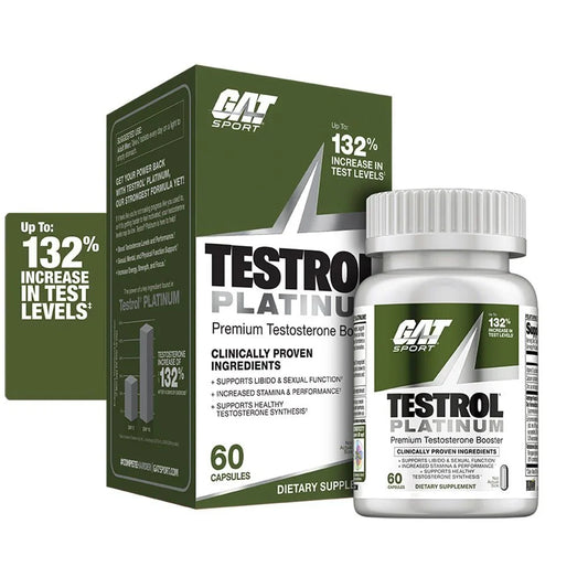 GAT Sport Testrol Platinum | Premium Testosterone Support Supplement with LJ100®, Vitamin D3 & Zinc | 60 Capsules