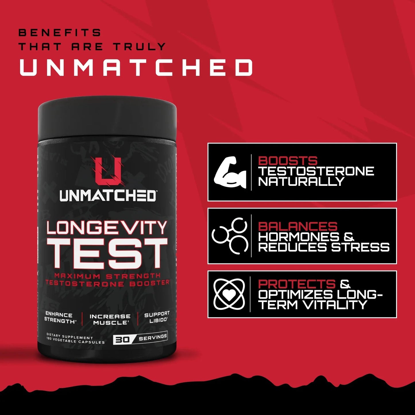 Unmatched Longevity Test Maximum Strength 180 Caps