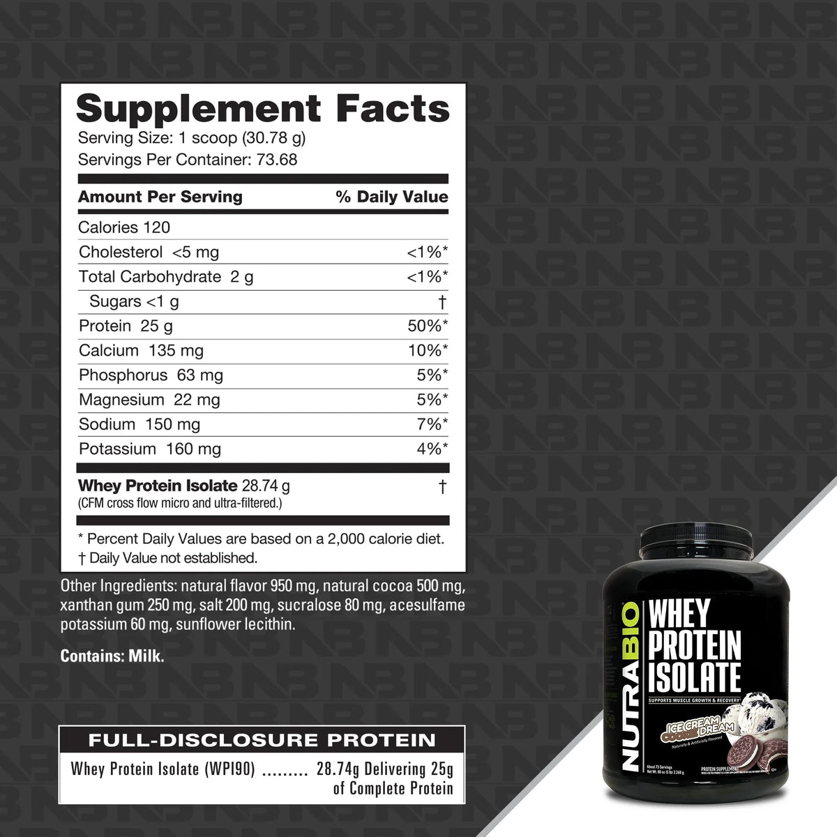 Nutrabio Whey Protein Isolate -5 Lbs