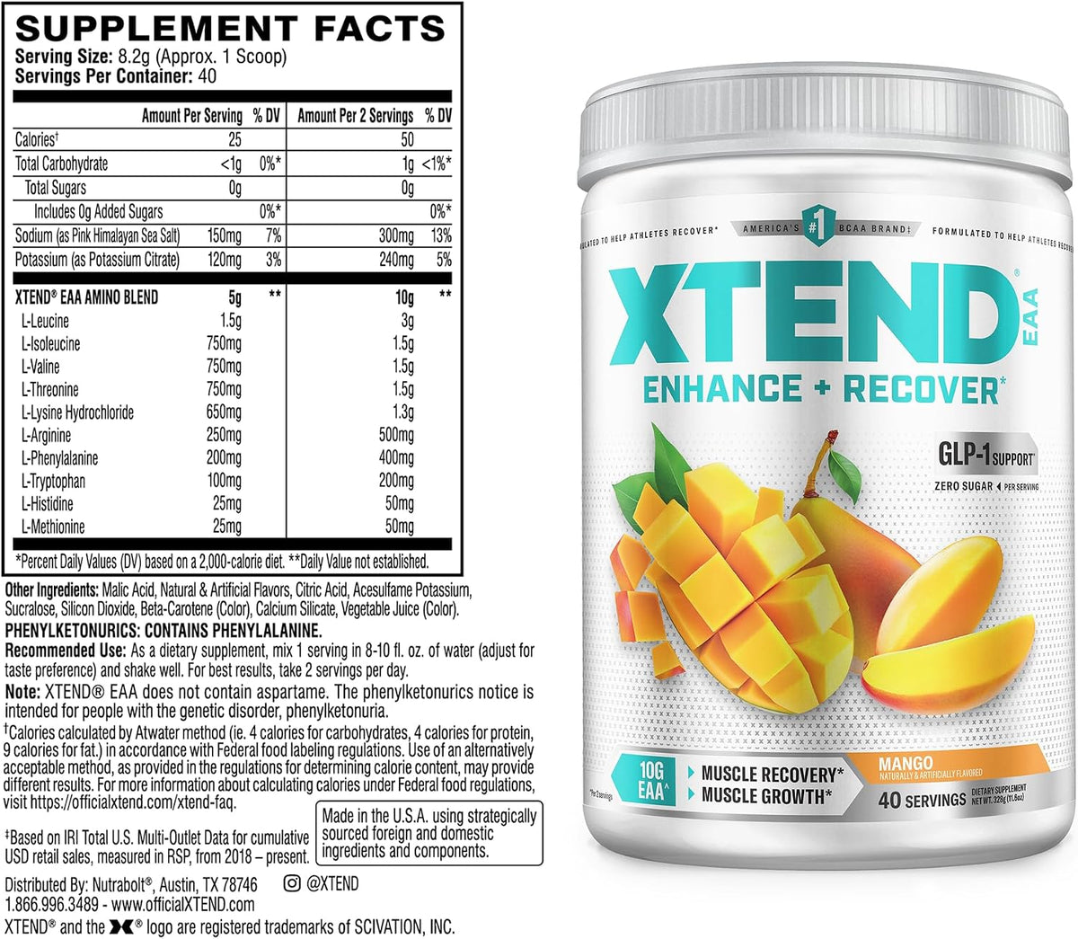 XTEND EAA Essential Amino Acids Powder 40 Servings